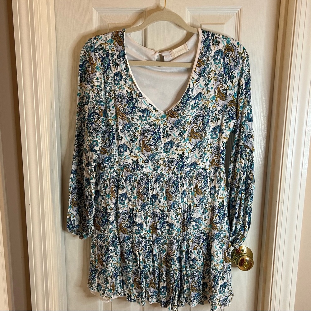 Altar’d State Short Blue Paisley Dress Small